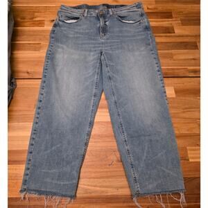 J. Jill High-Rise Straight-Leg Crop Jeans Women’s Size 16R Raw Hem Tencel Blend